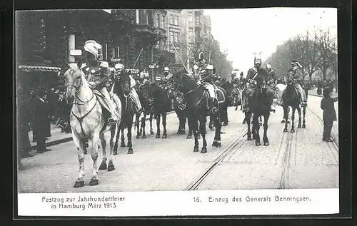 AK Hamburg, Festzug zur Jahrhundertfeier März 1913, Volksfest, 16. Einzug des General Benningsen auf seinem Pferd