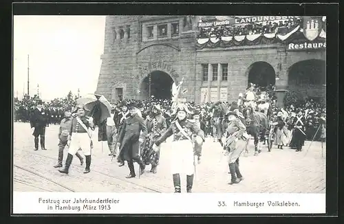 AK Hamburg, Festzug zur Jahrhundertfeier März 1913, Volksfest, 33. Hamburger Volksleben, feiernde Gäste in Trachten