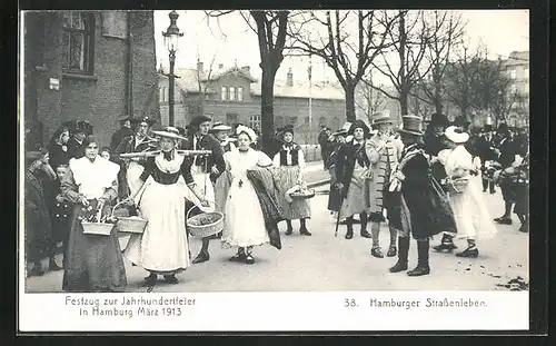 AK Hamburg, Festzug zur Jahrhundertfeier März 1913, Volksfest, 38. Hamburger Strassenleben, Frauen in Trachten