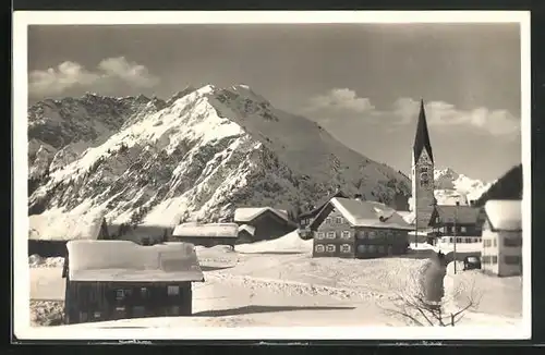 AK Mittelberg, Ortsansicht im Winter