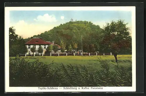 AK Teplitz Schönau / Teplice, Schlossberg und Kaffee Panorama