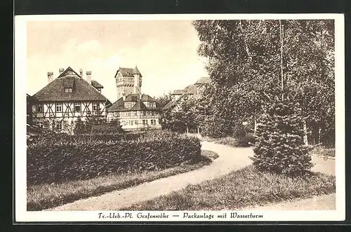 AK Grafenwöhr, Truppenübungsplatz, Parkanlage mit Wasserturm