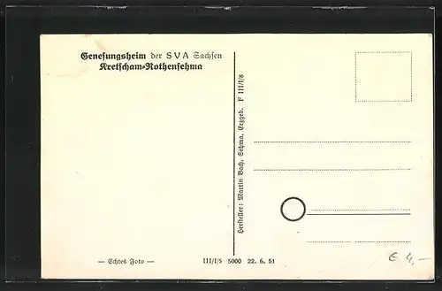 AK Kretscham-Rothensehma, Genesungsheim der SVA Sachsen