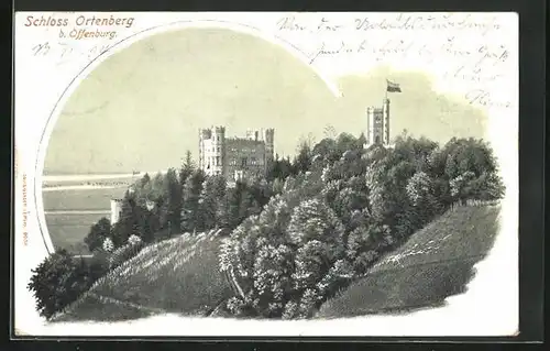 AK Offenburg, Blick zum Schloss Ortenberg