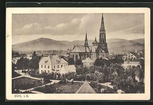 AK Bühl i. B., Ortsansicht mit Kirche