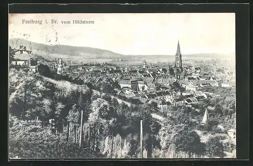 AK Freiburg i. Br., Panorama vom Hildaturm