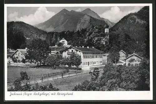 AK Jachenau / bayr. Hochgebirge, Ortsansicht mit Herzogstand