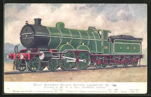Künstler-AK Great Northern Railway Express Locomotive No. 251, englische Eisenbahn