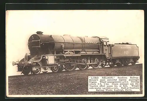 AK Lord Nelson Southern Railway No. 850, englische Eisenbahn