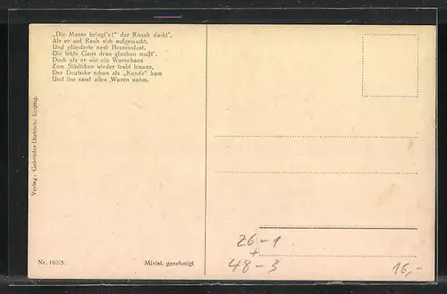 Künstler-AK Arthur Thiele: Erwischt und Gefangen, Soldaten stellen Reiter mit Grammophon, Fahrrad und Unrat