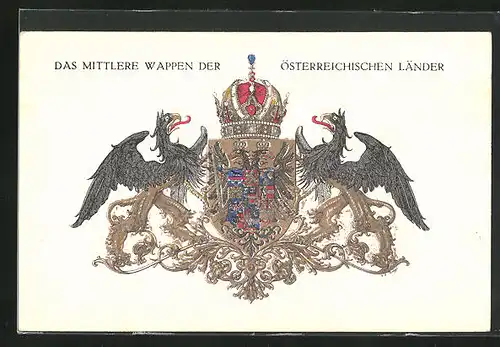 AK Rotes Kreuz Nr. 285, das Mittlere Wappen der Österreichischen Länder