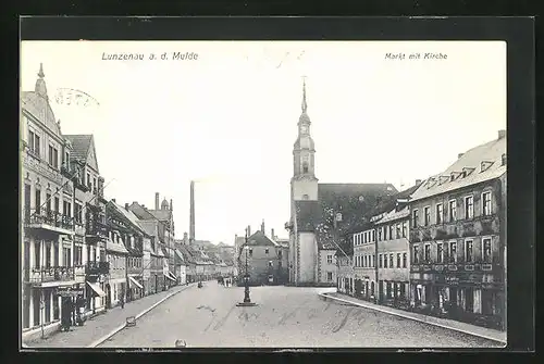 AK Lunzenau / Mulde, Stadtplatz