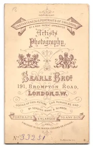 Fotografie Searle Bros., London-SW, 191, Brompton Road, Portrait bürgerlicher Herr mit Oberlippenbart