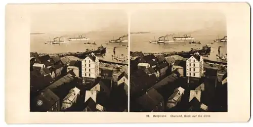 Stereo-Fotografie NPG, Ansicht Helgoland, Dampfer vor der Insel vom Oberland gesehen