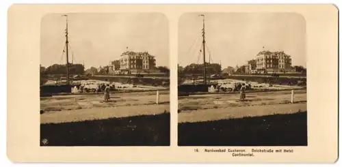 Stereo-Fotografie NPG, Ansicht Cuxhaven, Deichstrasse mit Blick auf das Hotel Continental