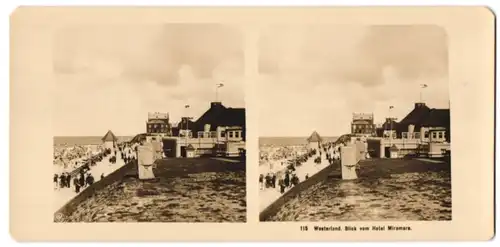 Stereo-Fotografie NPG, Ansicht Westerland, Strandpromenade mit Hotel Miramare