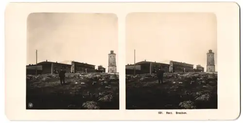 Stereo-Fotografie NPG, Ansicht Brocken, Blick auf das Brocken Hotel mit Aussichtsturm
