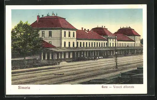 AK Simeria, Gara, Vasuti állomás, Bahnhof von der Gleisseite