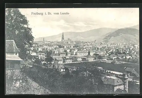 AK Freiburg i. Br., Totalansicht vom Loretto mit Kirchturm