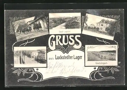 AK Lockstedt, Abbildung von dem Casino, Geschützpark und der Ortschaft