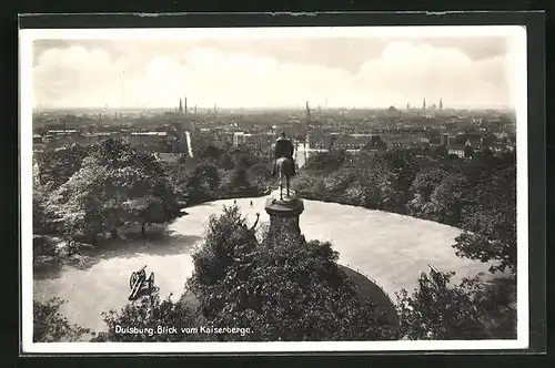 AK Duisburg, Blick vom Kaiserberge, Denkmal und Kanone