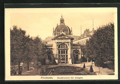 AK Wiesbaden, Kochbrunnen mit Anlagen