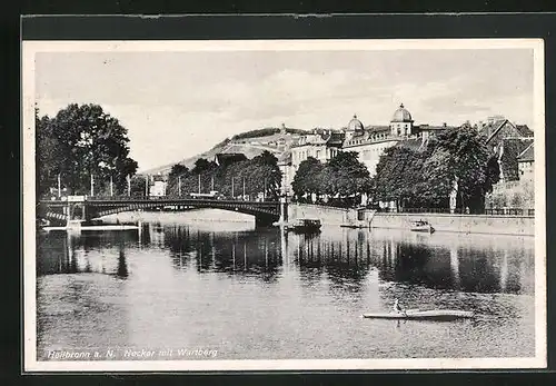 AK Heilbronn a. N., Neckar mit Brücke und Wartberg