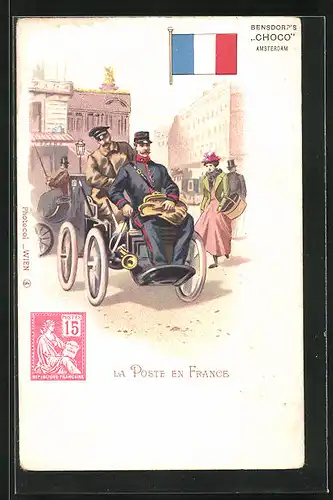 Lithographie La Poste en France, Briefträger aus Frankreich