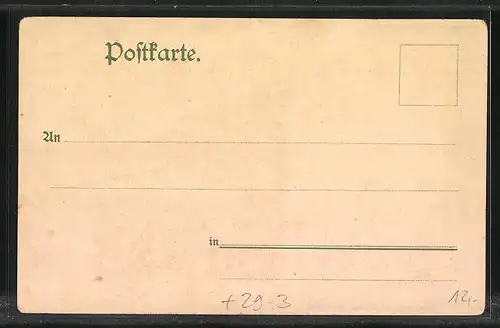 Passepartout-Lithographie Hameln, Stadtansicht aus der Vogelschau, Weserlied
