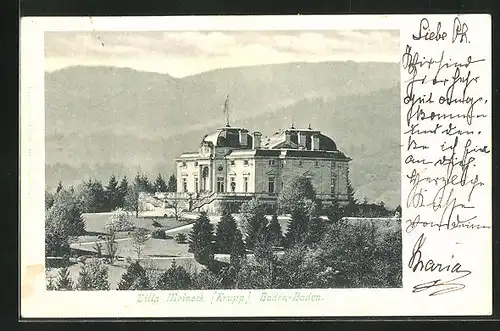 AK Baden-Baden, Blick auf Hotel Villa Meineck