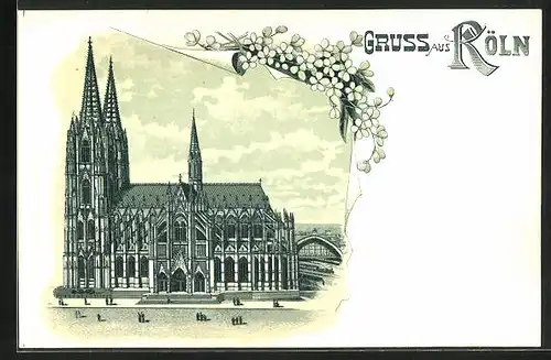 Lithographie Köln, Blick auf den Dom