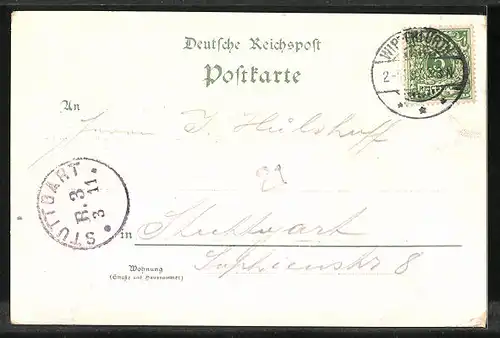 Lithographie Köln-Neustadt, Kaiser Wilhelm Ring, Denkmal