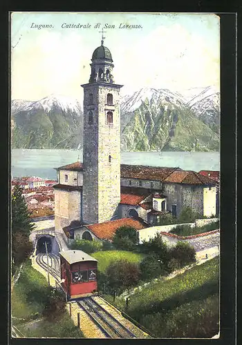 AK Lugano, Cattedrale di San Lorenzo, Funicolare e Monte Caprinho, Bergbahn