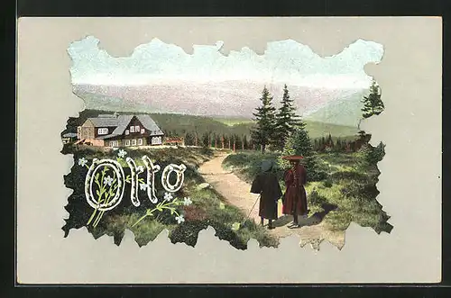AK Namenstag, Otto, Mädchen auf Spaziergang