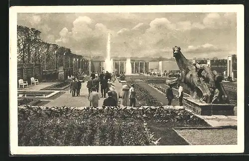AK Essen, Grosse Ruhrländische Gartenbau-Ausstellung GRUGA 1929, Blick über die Sommerblumen-Terrassen