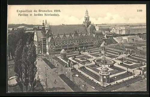 AK Bruxelles, L`Exposition Universelle 1910, Pavillon et Jardins Néerlandais