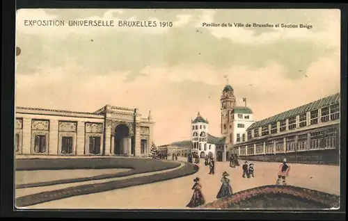 AK Bruxelles, Exposition Universelle 1910, Pavillon de la Ville de Bruxelles et Section Belge