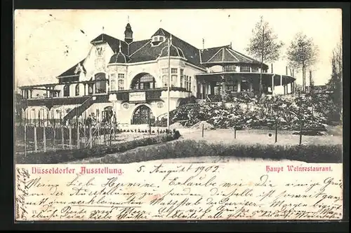 AK Düsseldorf, Ausstellung 1902, Haupt Weinrestaurant