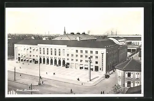 AK Basel, Messegebäude aus der Vogelschau, Ausstellung