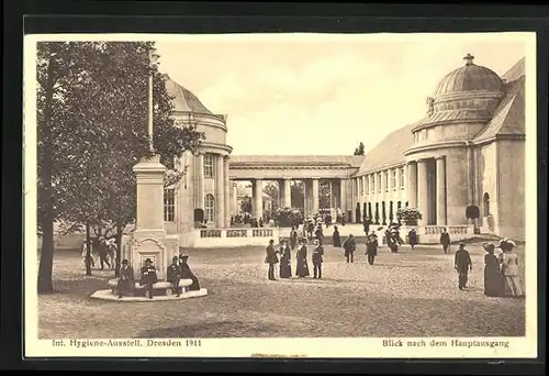 AK Dresden, Internationale Hygiene-Ausstellung 1911, Hauptausgang