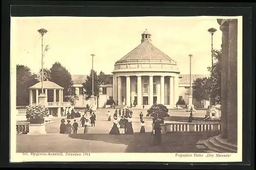 AK Dresden, Internationale Hygiene-Ausstellung 1911, Populäre Halle Der Mensch