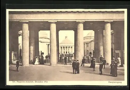 AK Dresden, Internationale Hygiene-Ausstellung 1911, Haupteingang