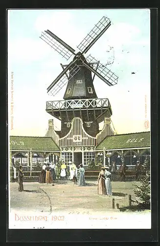 AK Düsseldorf, Ausstellung 1902, Windmühle Erven Lucas Bols