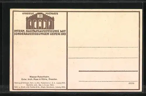 AK Leipzig, Internationale Baufachausstellung 1913, Wasserrutschbahn neben Tanzpalast