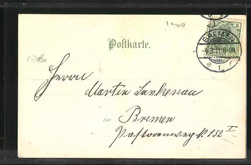 Lithographie Hamburg, Allgemeine Gartenbau-Ausstellung 1897, Hauptgebäude mit Haupt-Restaurant