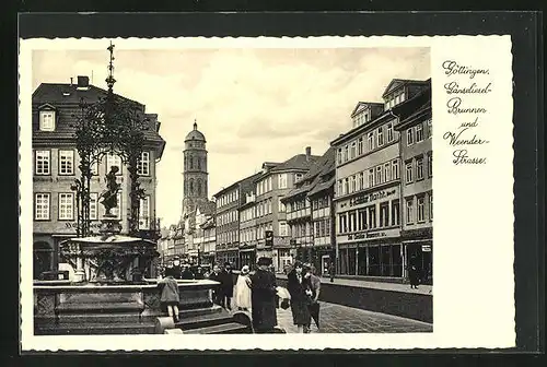 AK Göttingen, Weender-Strasse mit Gänseliesel-Brunnen