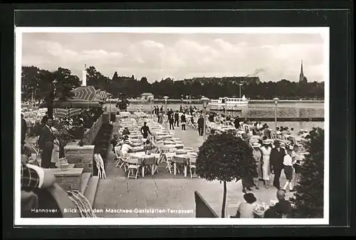 AK Hannover, Blick von der Maschsee Restaurant-Terasse