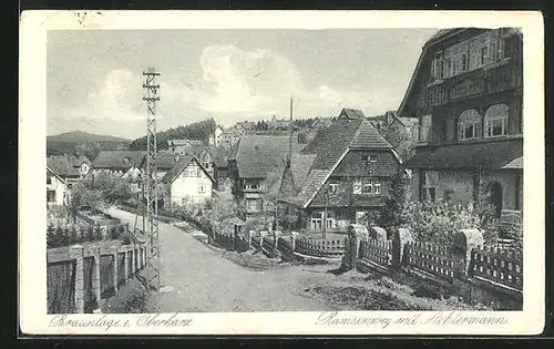 AK Braunlage i. Oberharz, Ramsenweg mit Achtermann