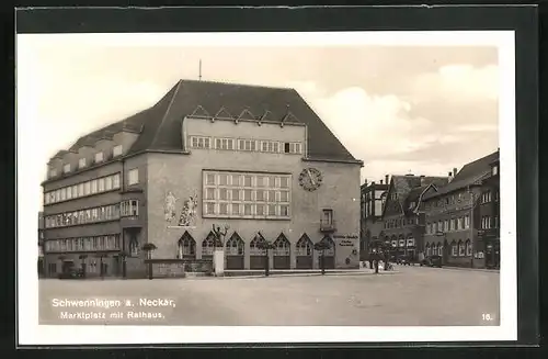 AK Schwenningen a. Neckar, Martkplatz mit Rathaus