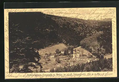 AK Frauenalb, Erholungsheim aus der Vogelschau